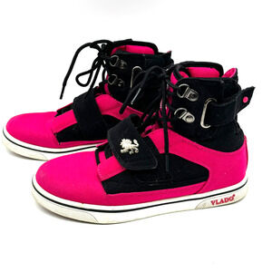 VLADO Womens Size 6 Pink Black Atlas 2 Hi-Top Lace Up Canvas Shoes Sneakers Lion